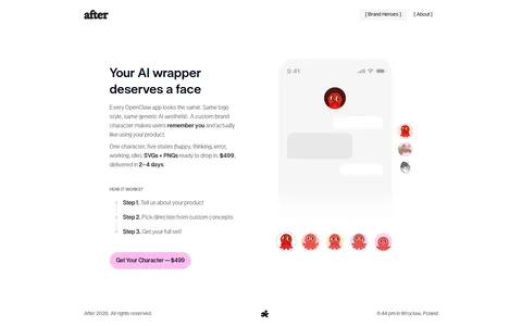 Screenshot of Custom Brand Characters for OpenClaw Wrappers & AI Tools