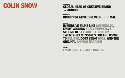 Screenshot of Colin Snow