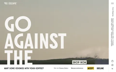 Screenshot of Escape Coffee Company