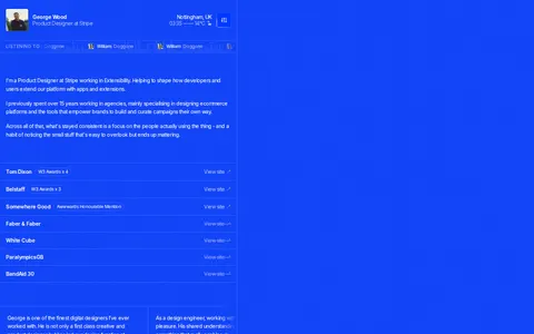 Screenshot of George Wood • Product Designer