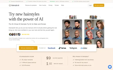 Screenshot of Try Out New Hairstyles With AI