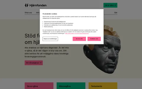 Screenshot of Hjärnfonden