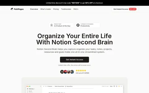 Screenshot of Notion Second Brain