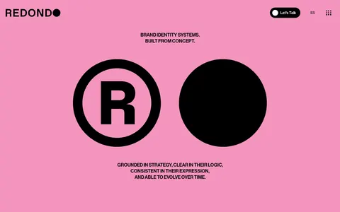 Screenshot of Redondo Studio · Brand identity systems built from concept