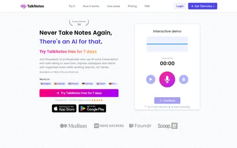 Screenshot of Talknotes