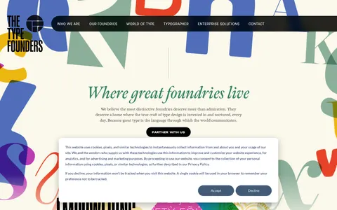 Screenshot of Dedicated to the typographic arts — The Type Founders