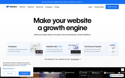 Webflow: The agentic web platform for modern businessesWebflowPlayPausePlayPausePlayPausePlayPausePlayPausePlayPausePlayPauseMade in WebflowYouTubeXFacebookLinkedinInstagramTikTok