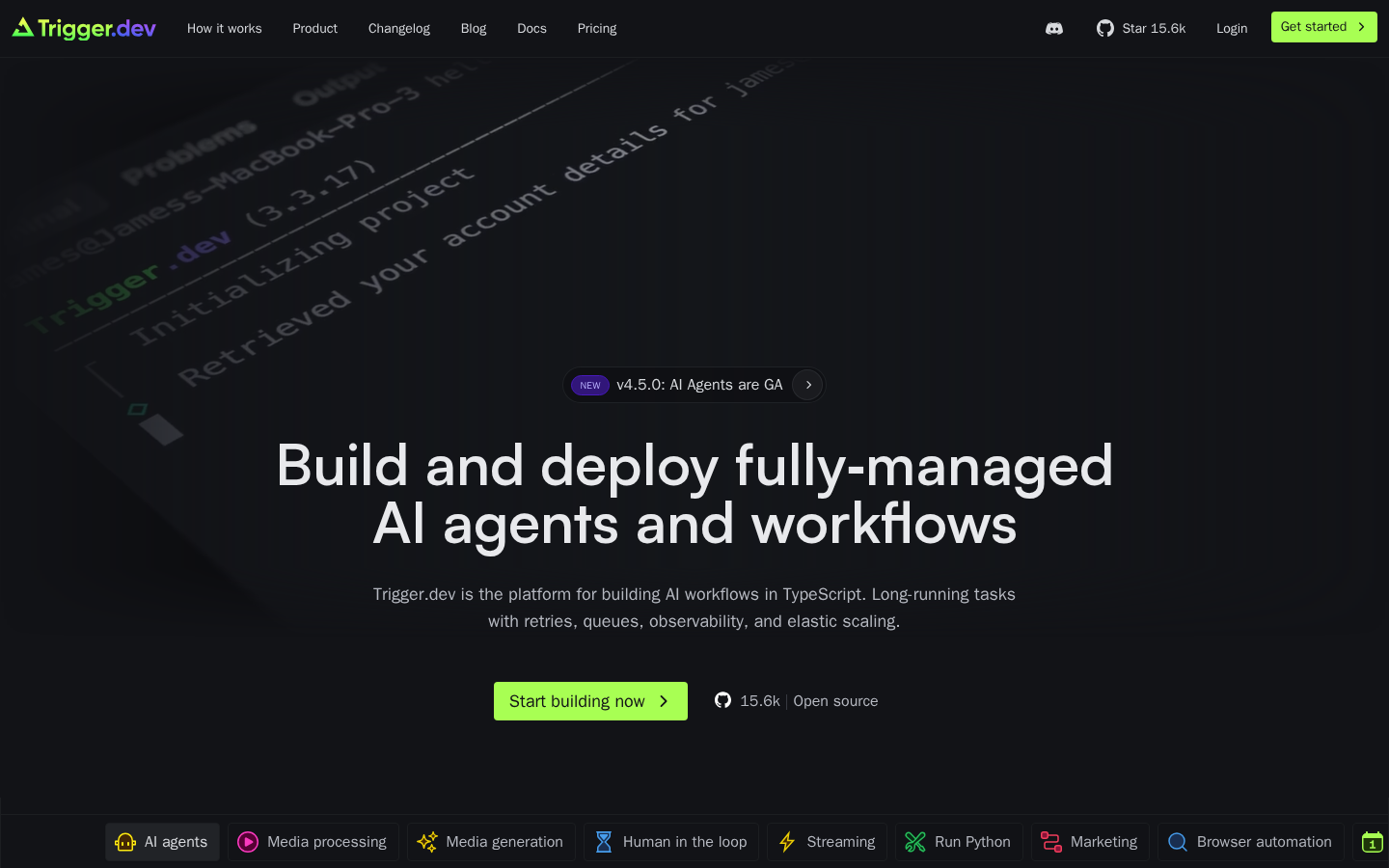 Screenshot of Trigger.dev