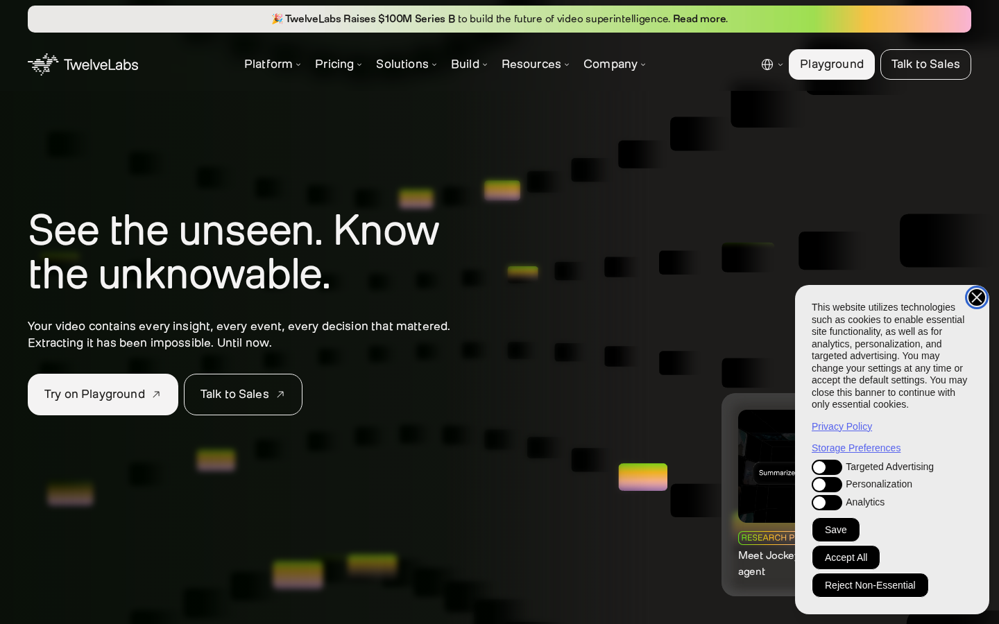 Screenshot of TwelveLabs: Video Intelligence Platform & API
