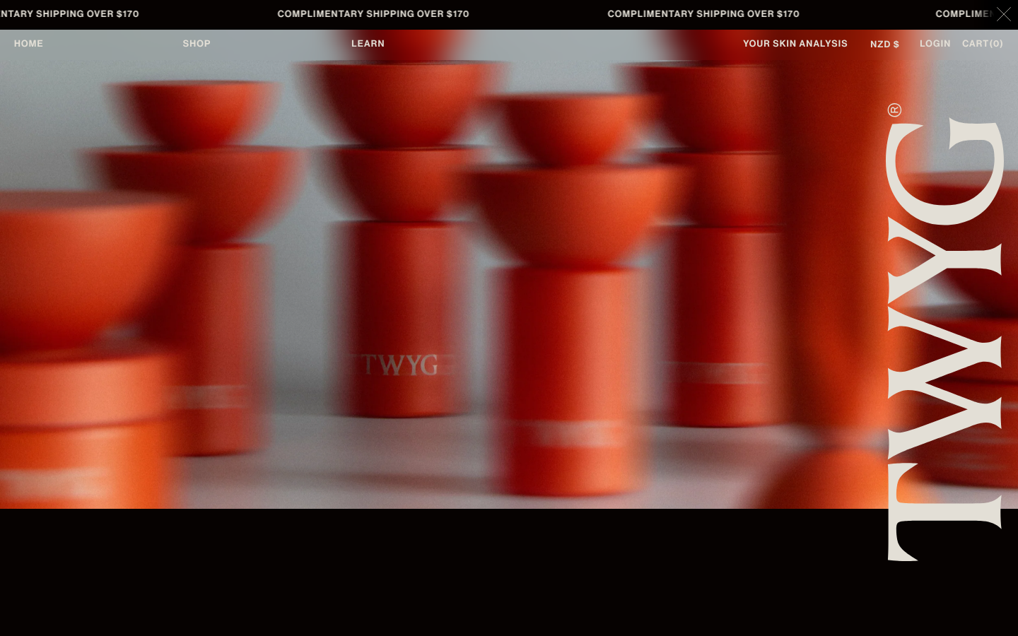Screenshot of TWYG skincare