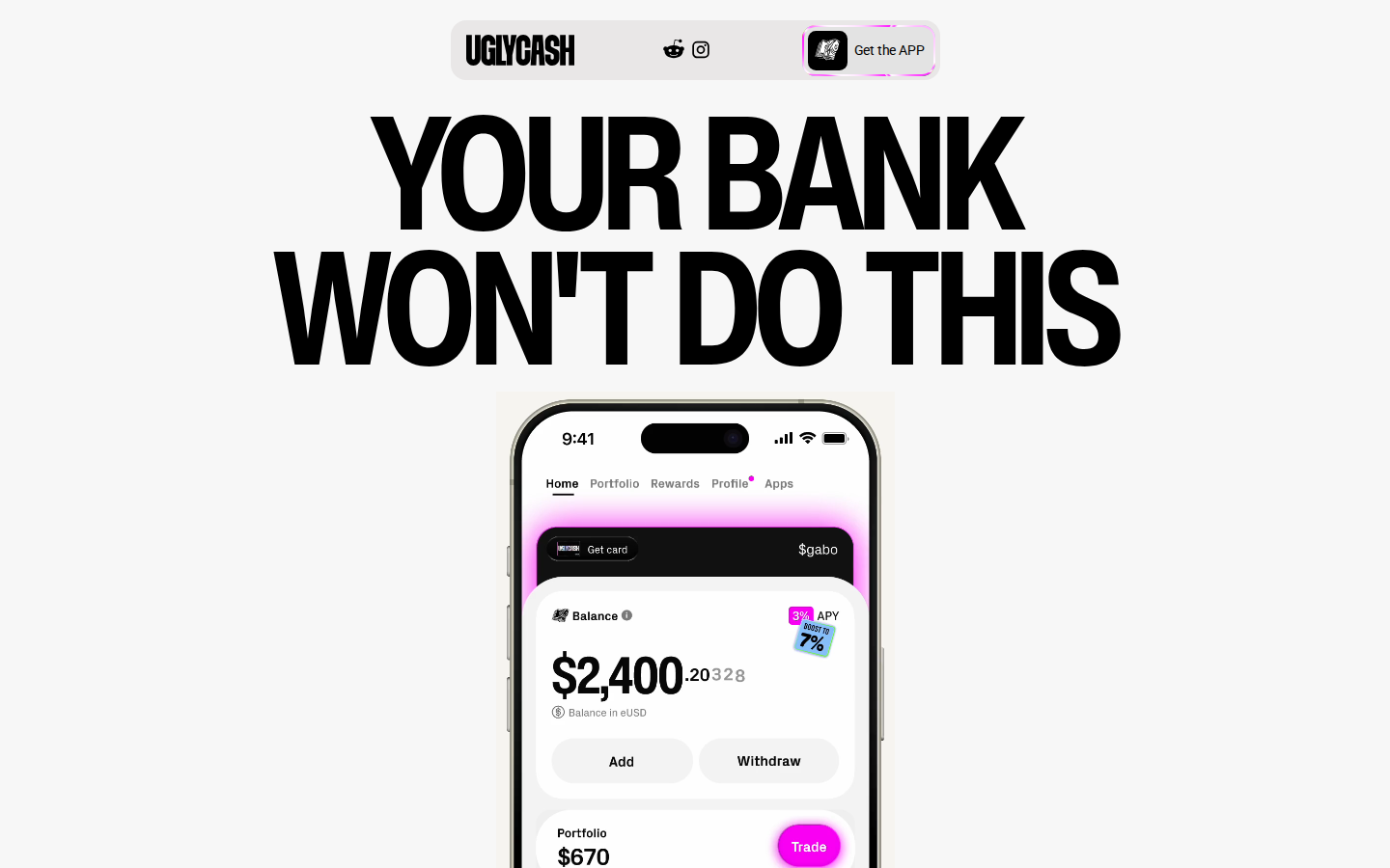 Screenshot of UGLYCASH