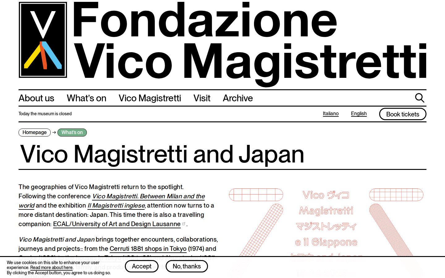 Screenshot of Vico Magistretti and Japan