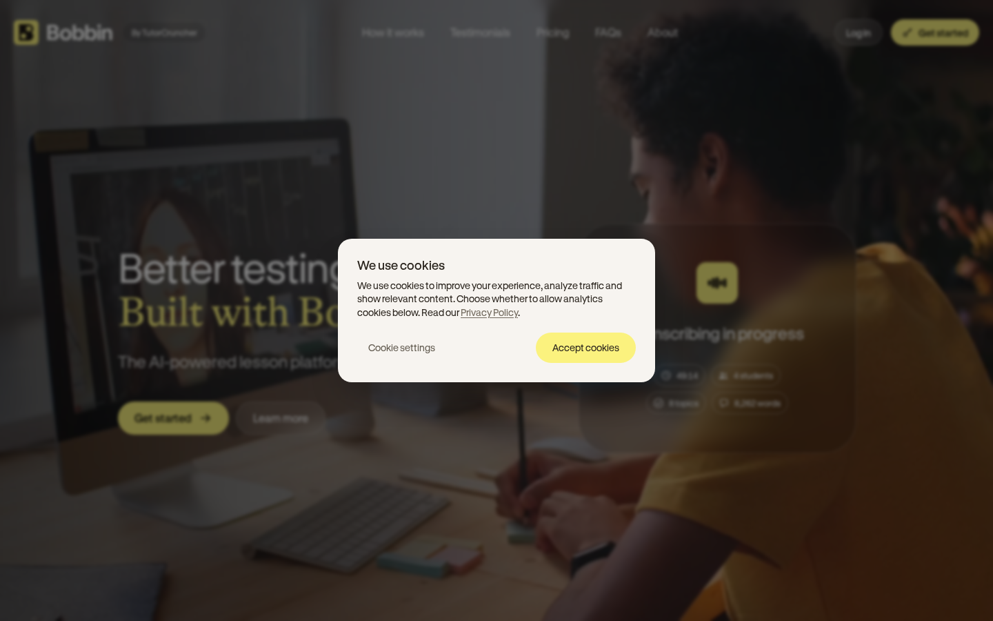 Screenshot of Bobbin by TutorCruncher